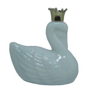 Vtg Avon Topaze Cologne Royal Swan White Milk Glass 1fl oz bottle decanter crown